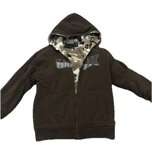 Y2K Vintage Hurley Men's XL Fleece Hoodie Zip-Up Sherpa Camo